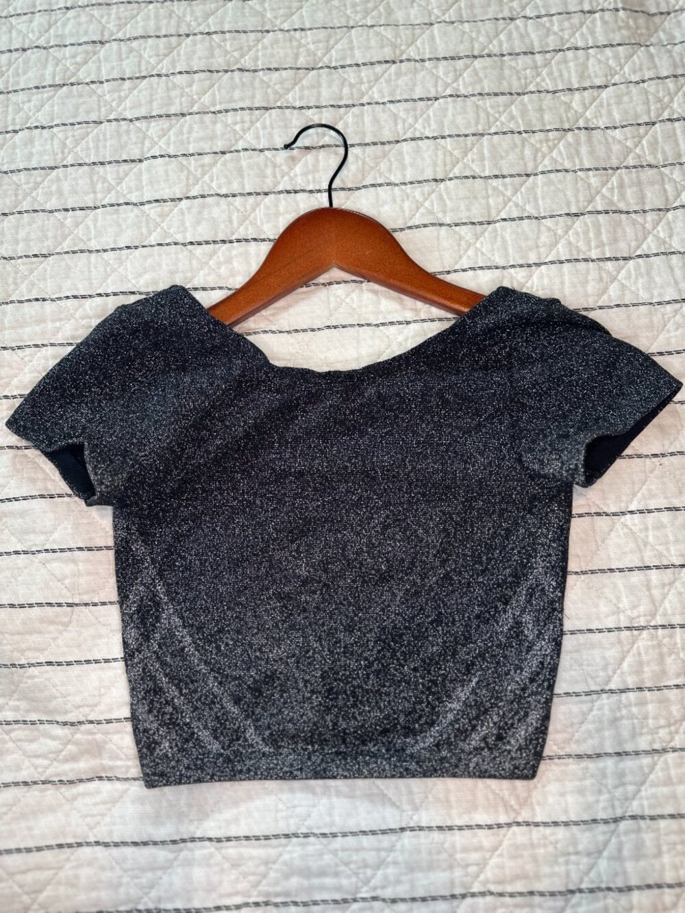 Offline Aerie Seamless Silver Metallic Lurex Open Back Crop Top - XS